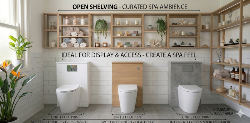 Illustration of open shelving